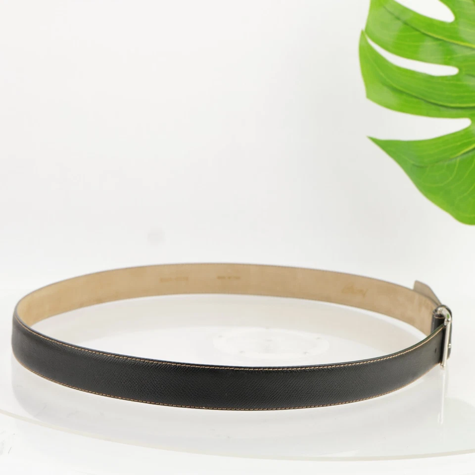 Cinturón Brioni Para Hombre Talla 44 Cuero de becerro Negro Costuras Tostadas 1 1/4" Ancho Italia Foto 3 de 4