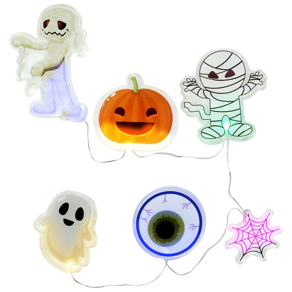 2 Sets Six Halloween String Lights Party LED Light Up Window Stickers ...