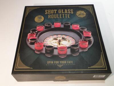 New 16 Shot Glass Roulette Wheel Drinking Game W/ Box
