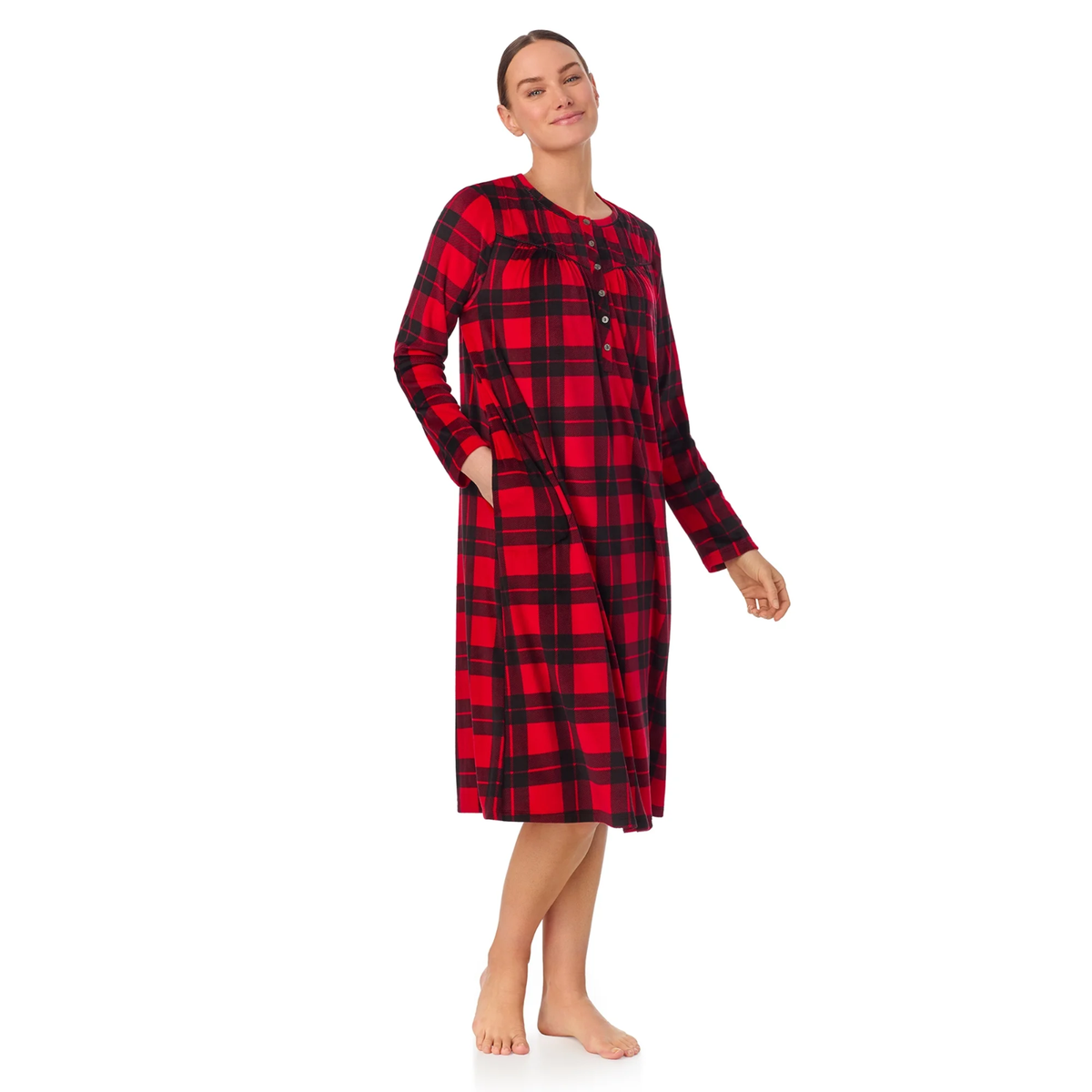 リピート Aria Collection Nightgown Long Sleeve Velour Many Sizes Red Plaid