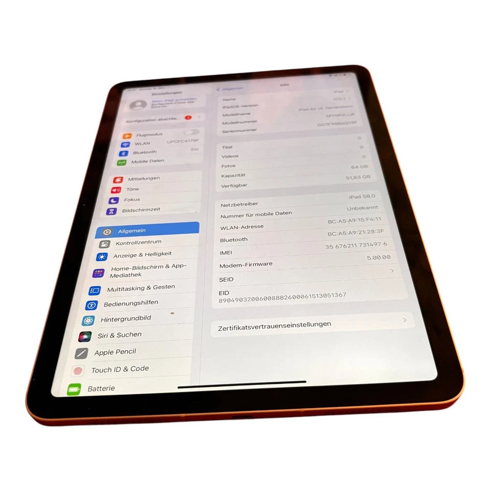 iPad Air 64 GB (4th Gen) Wi-Fi + Cellular Gold/ohne Ovp - Bild 2 von 4