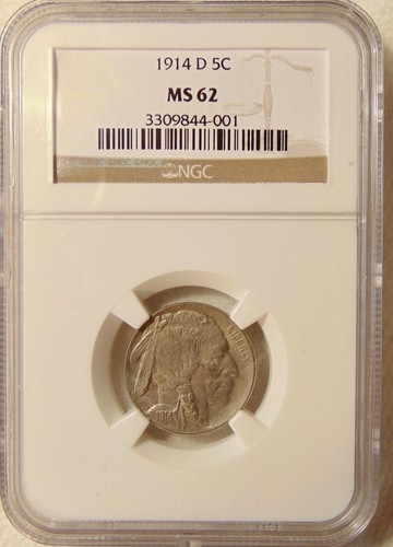 1914-D Buffalo Nickel - KEY DATE - NGC MS-62 - Pretty Uncirculated Coin - Picture 2 of 5