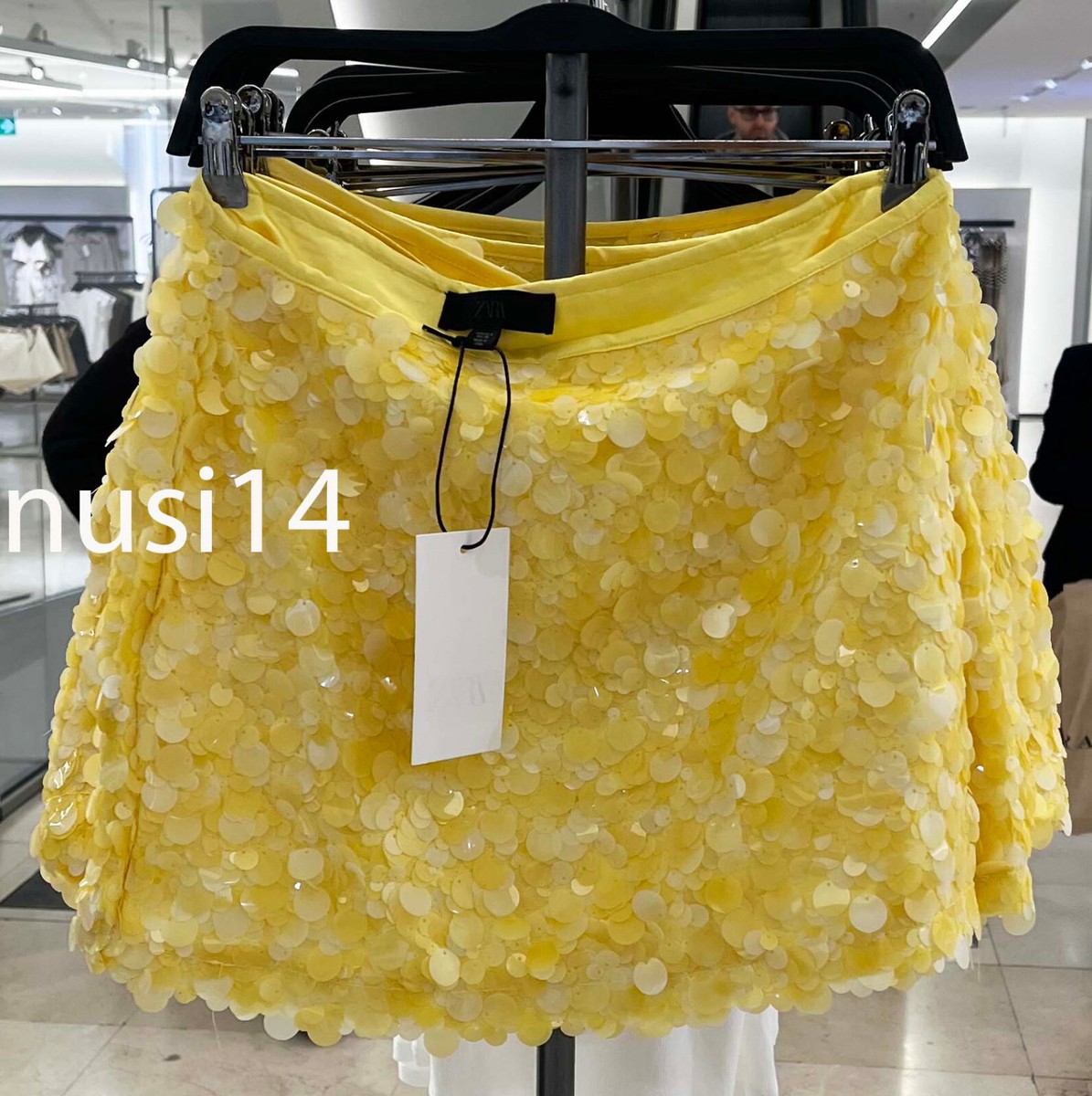 スカート ZARA SEQUINNED MINISKIRT Yellow | 3920/221/300 ZARA NEW WOMAN HIGH-WAIST SEQUIN MINI SKIRT YELLOW S,M,L