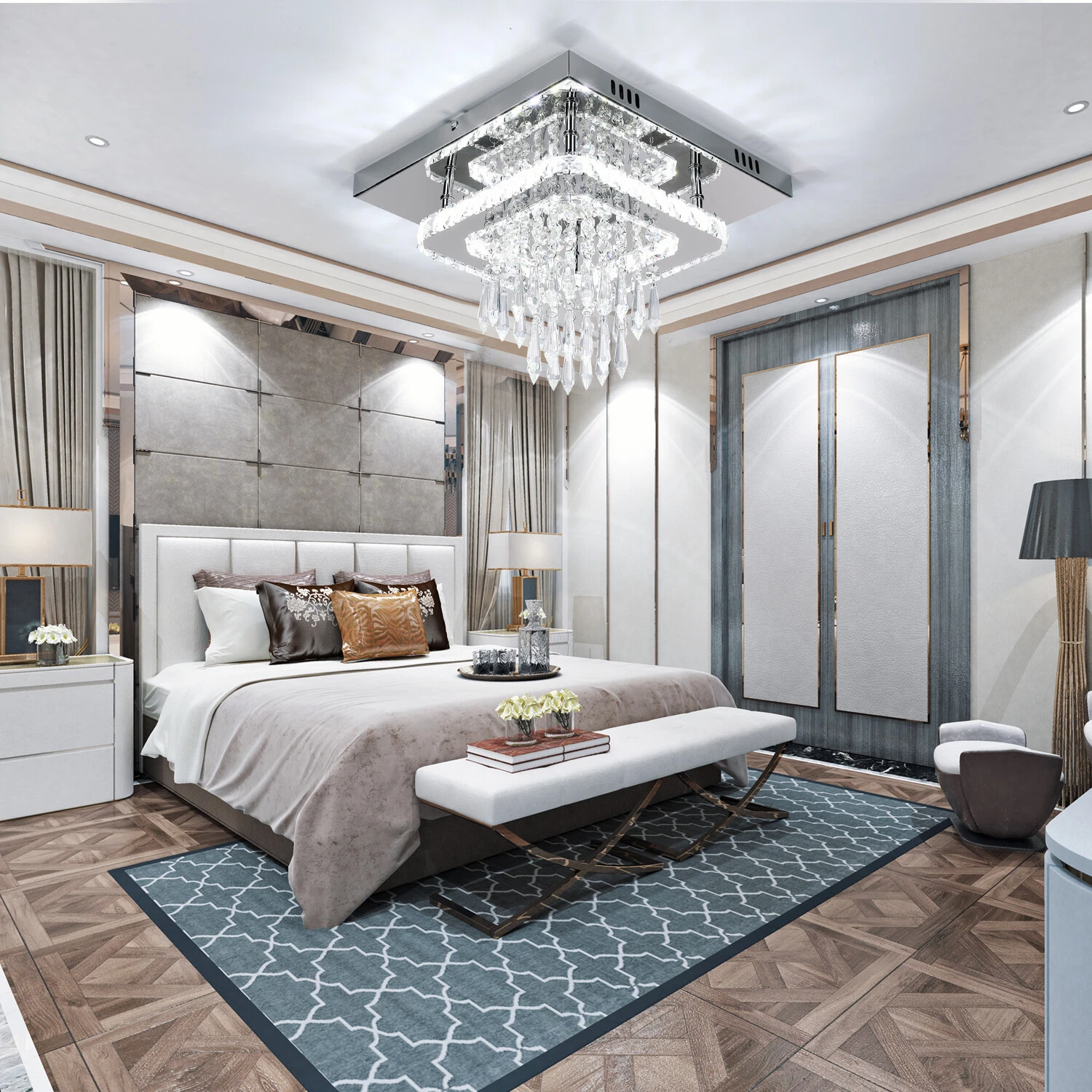 30CM Modern LED Crystal Ceiling Light Square Minimalist Lamp Living Room Bedroom - Picture 4 of 14