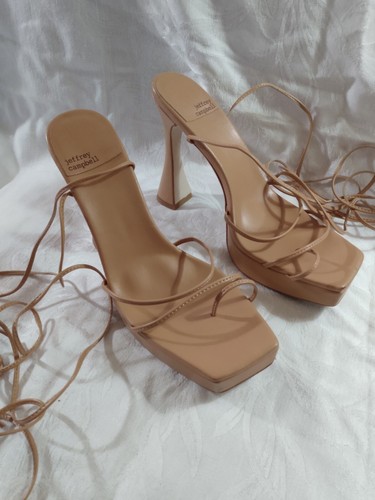 JEFFREY CAMPBELL Boho Prima Donna Nude Wrap Platform Heels Size 10