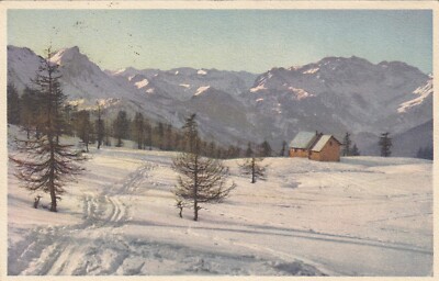 POSTCARD *20 OULX LA CAPANNA KIND m.2150 DELO SKI CLUB TURIN TRAVELLED 1934