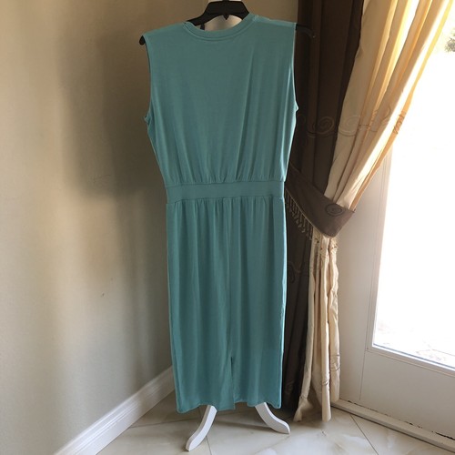Athleta Santorini Cinch Midi Jersey Dress Gulf Green SZ M Sleeveless turquoise - Picture 9 of 9
