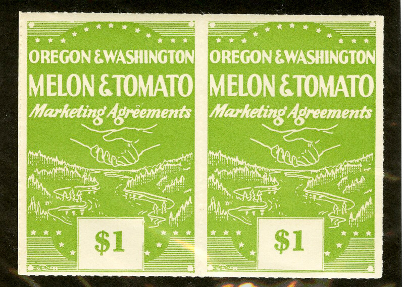 US Stamps Revenue VF OG NH Oregon Washington 1 Green Fruit Growers Co