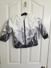 Unisex Hoodie Jacket White, Black, Gray, Size 5Y, Excellent Condition