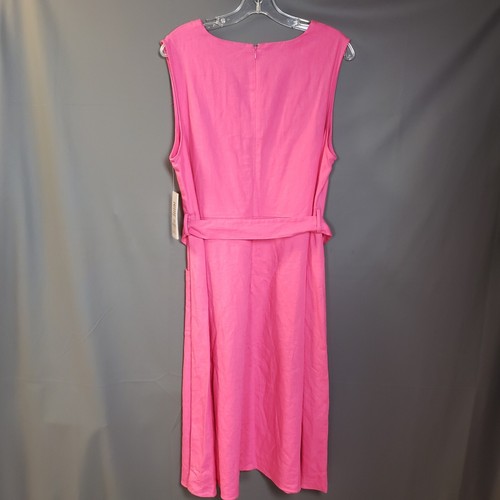 NANETTE NANETTE LEPORE Dress Womens 16 Hot Pink Linen Belted Midi Business NWT - Picture 2 of 13