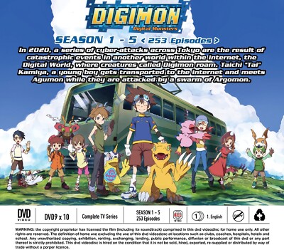 Digimon Adventure - Season 1 - 5 (253 Episodes) ~ English Dubbed