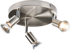 Image of KNIGHTSBRIDGE 230V GU10 Triple Spotlight - Brushed Chrome Ceiling Light 