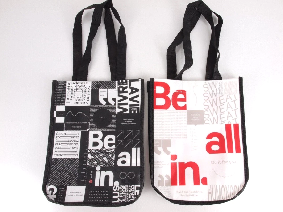 Lululemon Reusable Shopping Bags Lot of 2 Totes 12 Inch Be All In