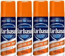 4 Pack Barbasol Sensitive Skin Thick & Rich Shaving Cream For Men, 2 oz