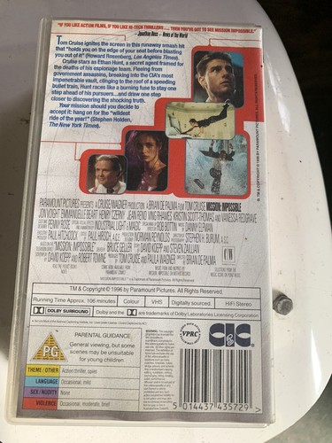 Tom Cruise Mission Impossible Vhs Vcr Tape - Bild 2 von 2