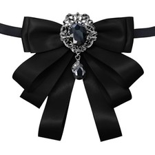 Rhinestone Bow Ties for Men Women, Satin Bowties Men with Crystal Womens Black