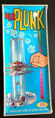 Vintage Kerplunk Spiel von Ideal 1967. 32 Murmeln + 28 Stöcke. Für 2-4 Spieler.