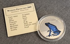 Liberia 10 Dollars 0.925 Silber 2005 Wildlife Protection Frosch, PP