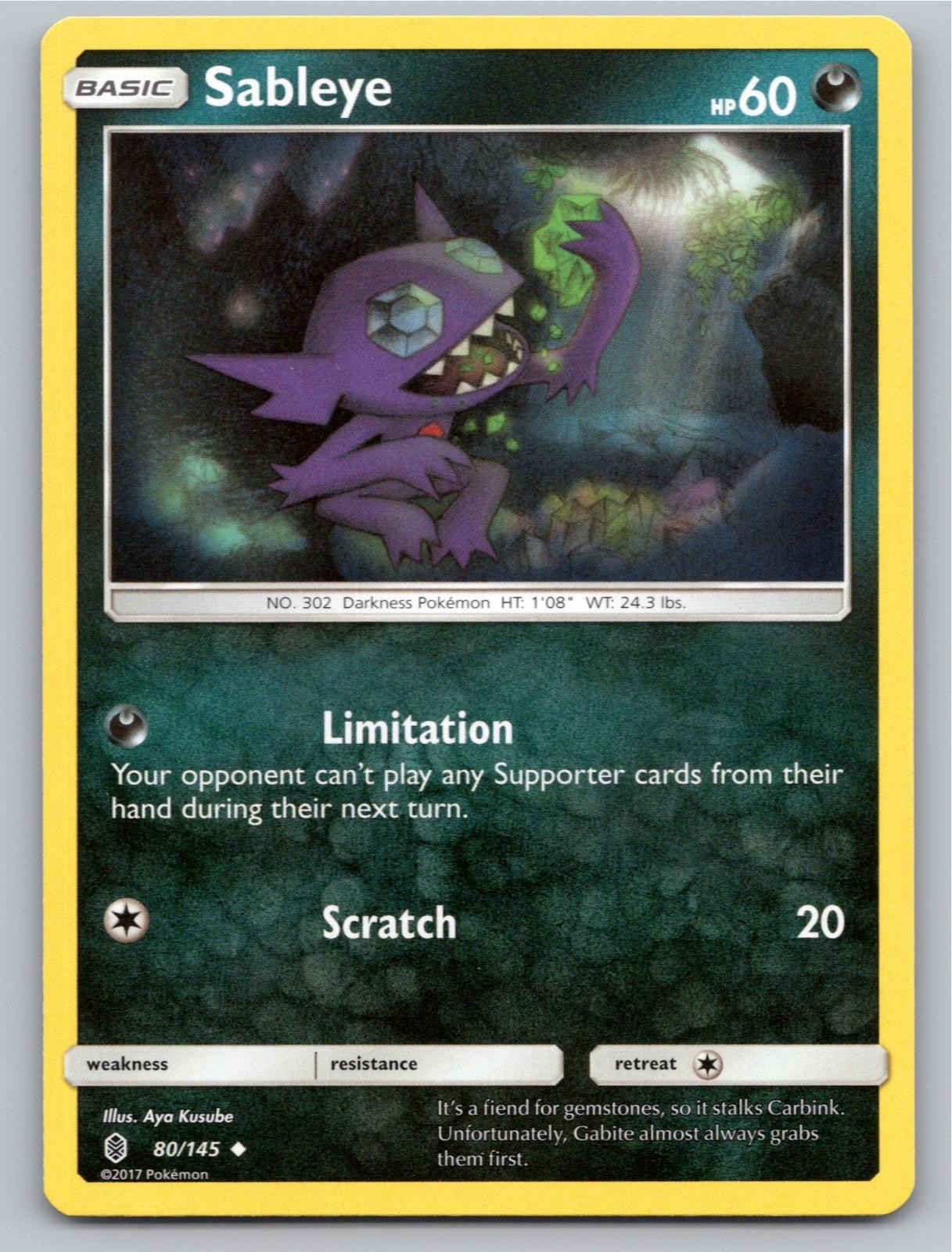 2017 POKEMON SABLEYE GUARDIANS RISING 80/145 UNCOMMON NM A25331 FREE S&H