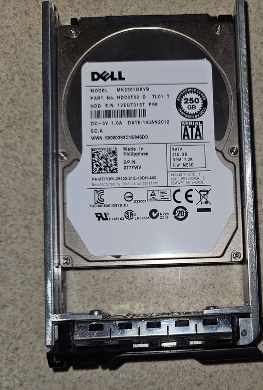 Dell MK2561GSYB 250GB 2.5" 7200RPM SATA Enterprise Server HDD w/Tray