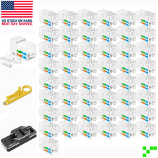 50 pc Cat6 RJ45 Keystone Jacks 90 Network Connectors 110 Punch Down 8P8C w Tool