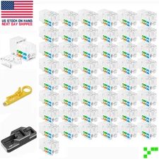 50 pc Cat6 RJ45 Keystone Jacks  90 Network Connectors 110 Punch Down 8P8C w Tool