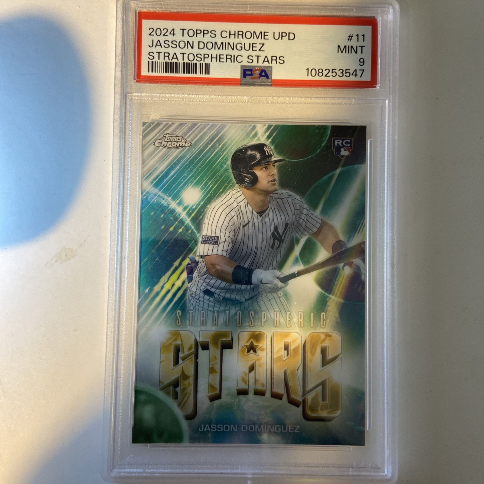 2024 Topps chrome Update Stratospheric Stars #11 Jasson Dominguez (RC) PSA 9