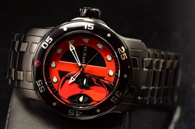 Invicta Marvel Deadpool 48mm Quartz Mens Black Tone SS Watch Limited Edition