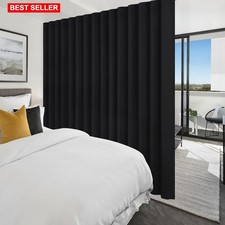Blackout Room Divider Curtain Sliding Door 120x96 In Black Polyester Rod Pocket