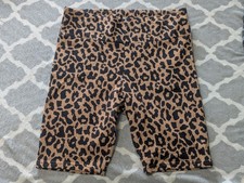 Wild Fable Leopard Print Biker Shorts Size L High Rise Brown Black 8 Inseam