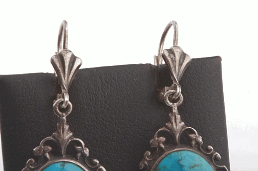Türkis Ohrhänger 925 Sterling Silber Antik! - Bild 3 von 4