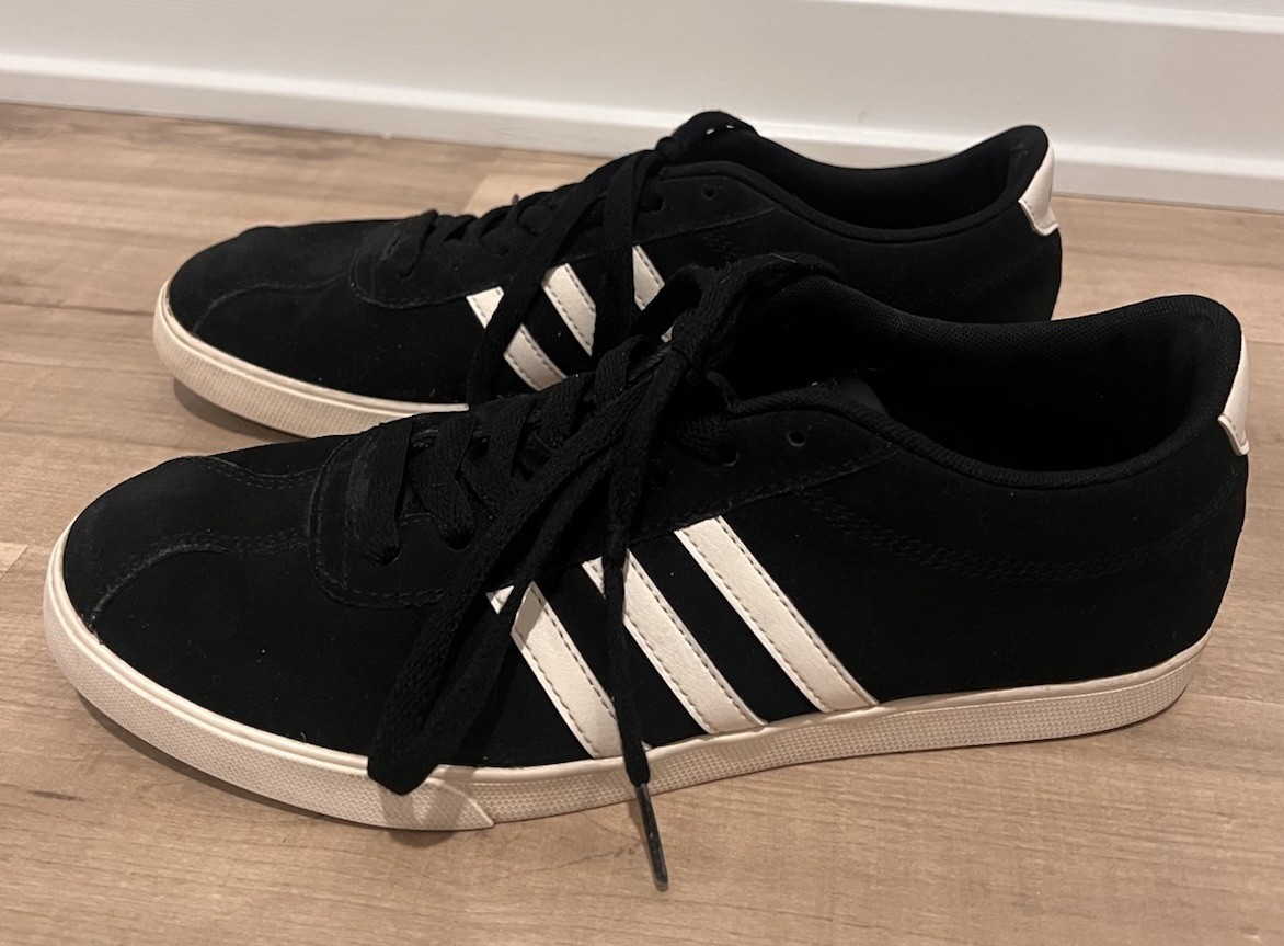 Adidas Courtset Womens Shoes Size 9.5 Black White Suede Clas
