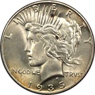 1935 Peace Silver Dollar $1, Choice Uncirculated BU, Lightly Toned