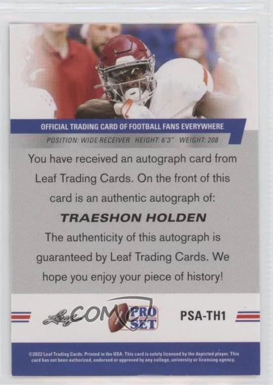 2022 Leaf Pro Set Draft Auto Gold Traeshon Holden #PSA-TH1 Auto - Image 2 of 2