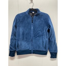 Athleta Girl Thick Jacket Size XL 14 Blue has Thumb Holes Velour