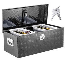 Aluminum Tool Box 39 Inch Black Lock 2 Trays for Truck Pickup RV