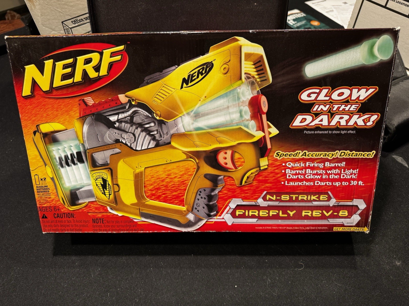 Nerf Firefly Rev-8 Dart Blaster, Glow In  Dark N-Strike Gun 