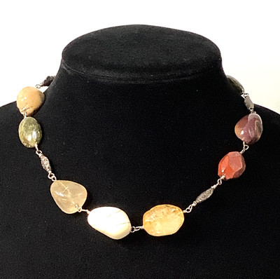 TD Designs Sterling Silver Semiprecious Stone Necklace 16''