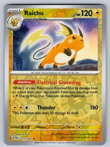 Raichu 019/091 Paldean Fates Reverse Holo Rare