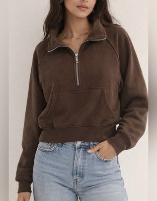 Automet - Quarter Zip Fleece Pullover   Kangaroo Pocket Sweatshirt   Women s M