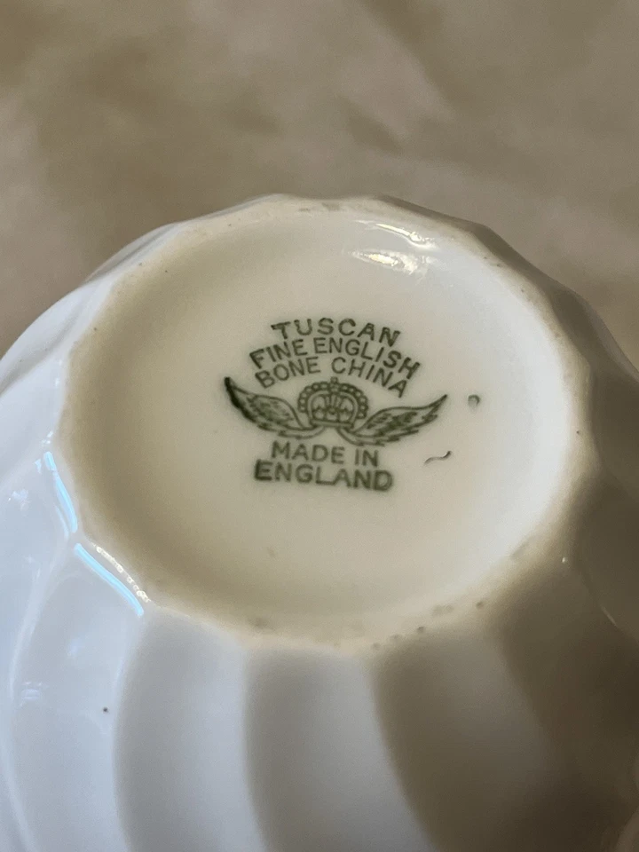 Taza/platillo de porcelana de hueso inglés toscano, patrón floral azul número D481, borde dorado Foto 4 de 4