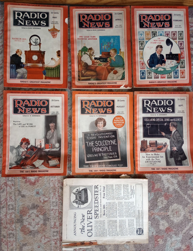 lot of 7 antique Radio News 1922 1924 1925 Wireless Advertisements Early Radio