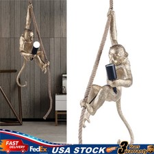Vintage Monkey Wall Light Resin Hemp Rope Hanging Lamp Pendant Light Home Decor