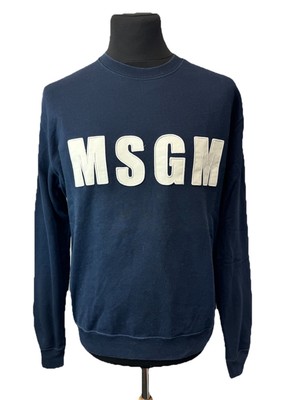 MSGM Milano Navy & White Men s Embroidered Logo Sweatshirt Size L