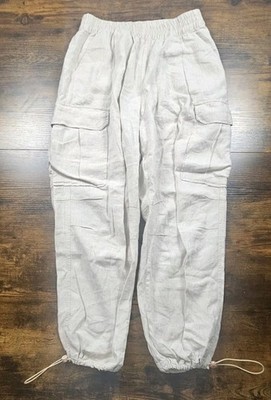 Lanhtropy Beige Parachute Pants Womens Designer Size XS 100% Linen
