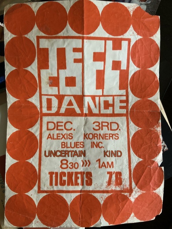 Alexis Korner Blues BandUK University Gig Poster Poster 1970’s Concert Music