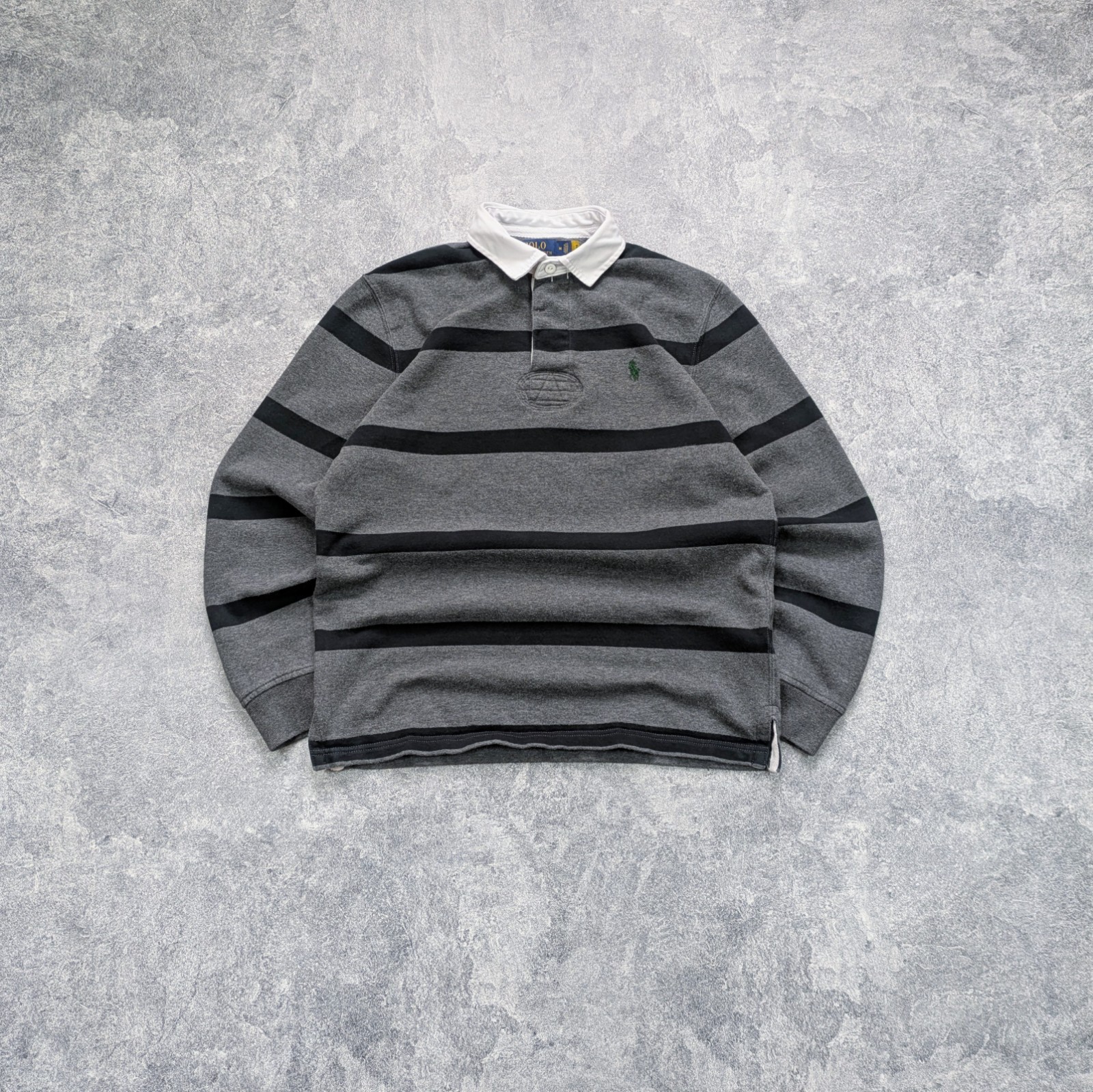 Vintage Polo Ralph Lauren Striped Rugby Polo Shirt Long Sleeve Sz M Streetwear