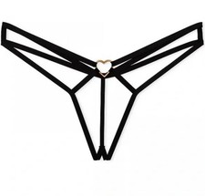 Victoria's Secret Very Strappy V String Size M NWT Heart Black