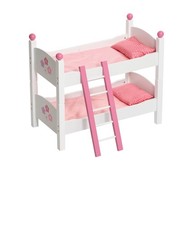 ® Puppenbett Doppelstockbett – Fiori Pink Weiß – Puppenhochbett mit Leiter & ...