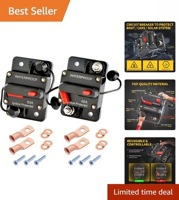 Waterproof 60 Amp DC Breaker with Manual Reset - Perfect for Boats & RVs